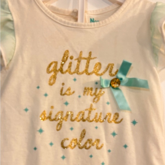 Teal and gold tulle outfit. Onesies and a sparkle tulle skirt size 18 months - Picture 3 of 9